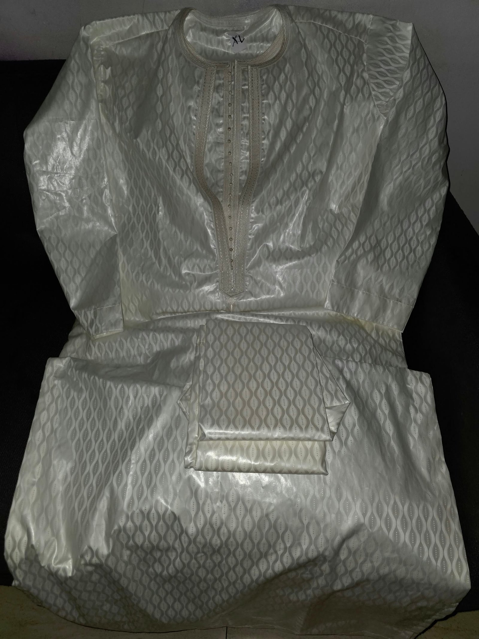 Magnifique boubou 2 pièces homme double cou getzner crème