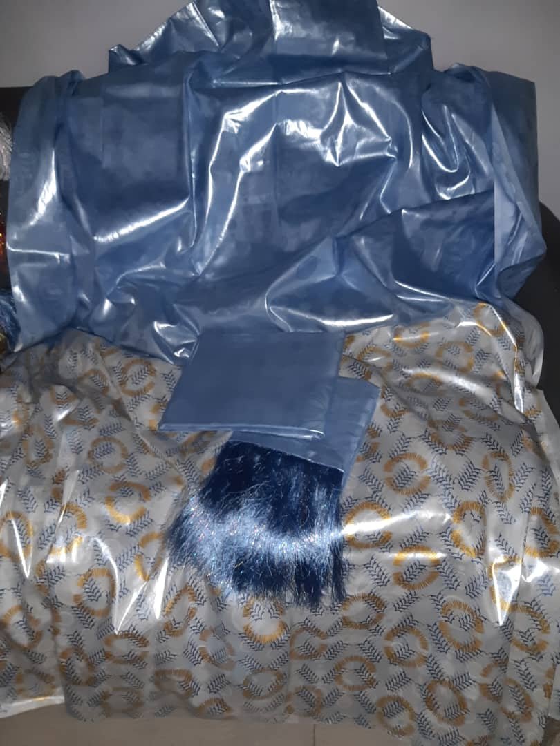 Bazin riche du Mali Laban bleu baga