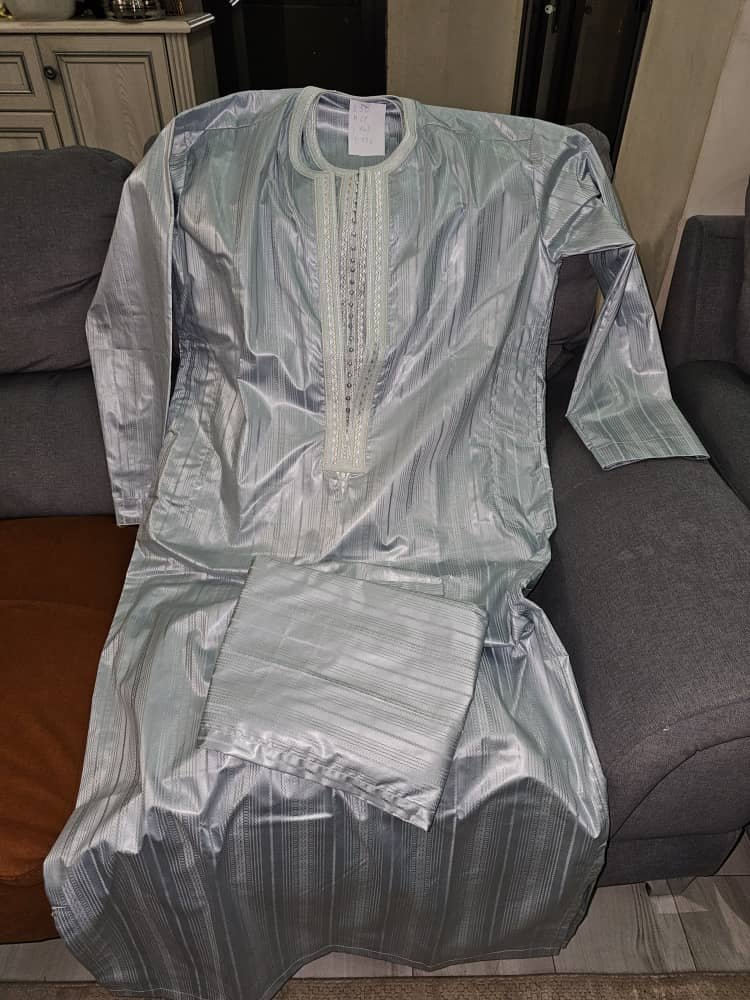 Frokia Malien bazin riche getzner gris