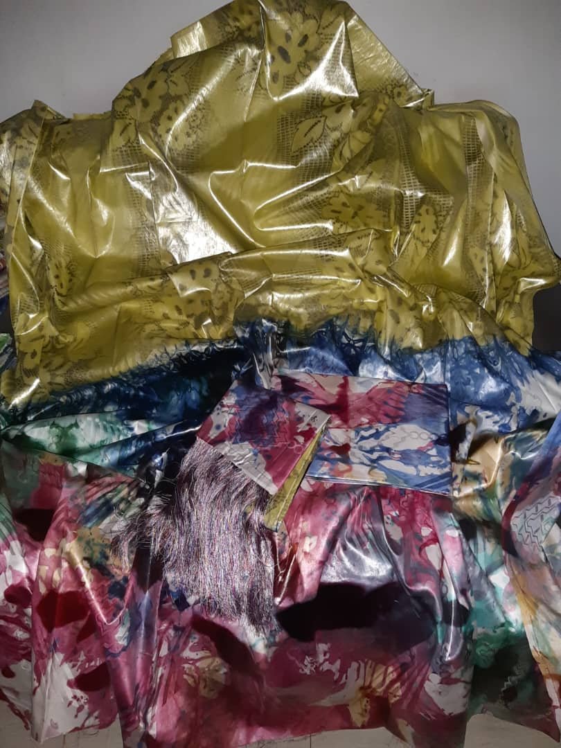 New tendance bazin du Mali mixte jaune et galaxie