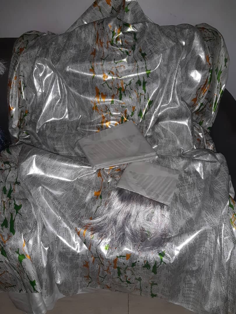Bazin Laban aux couleurs gris vert et or