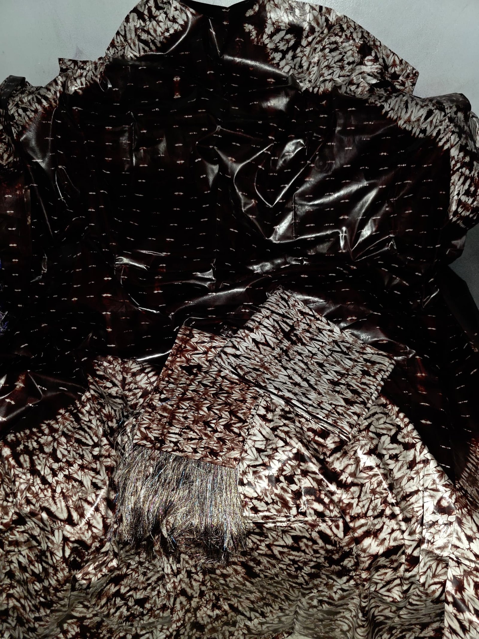 Magnifique Boubou malien bazin riche siri Marron teinture artisanale