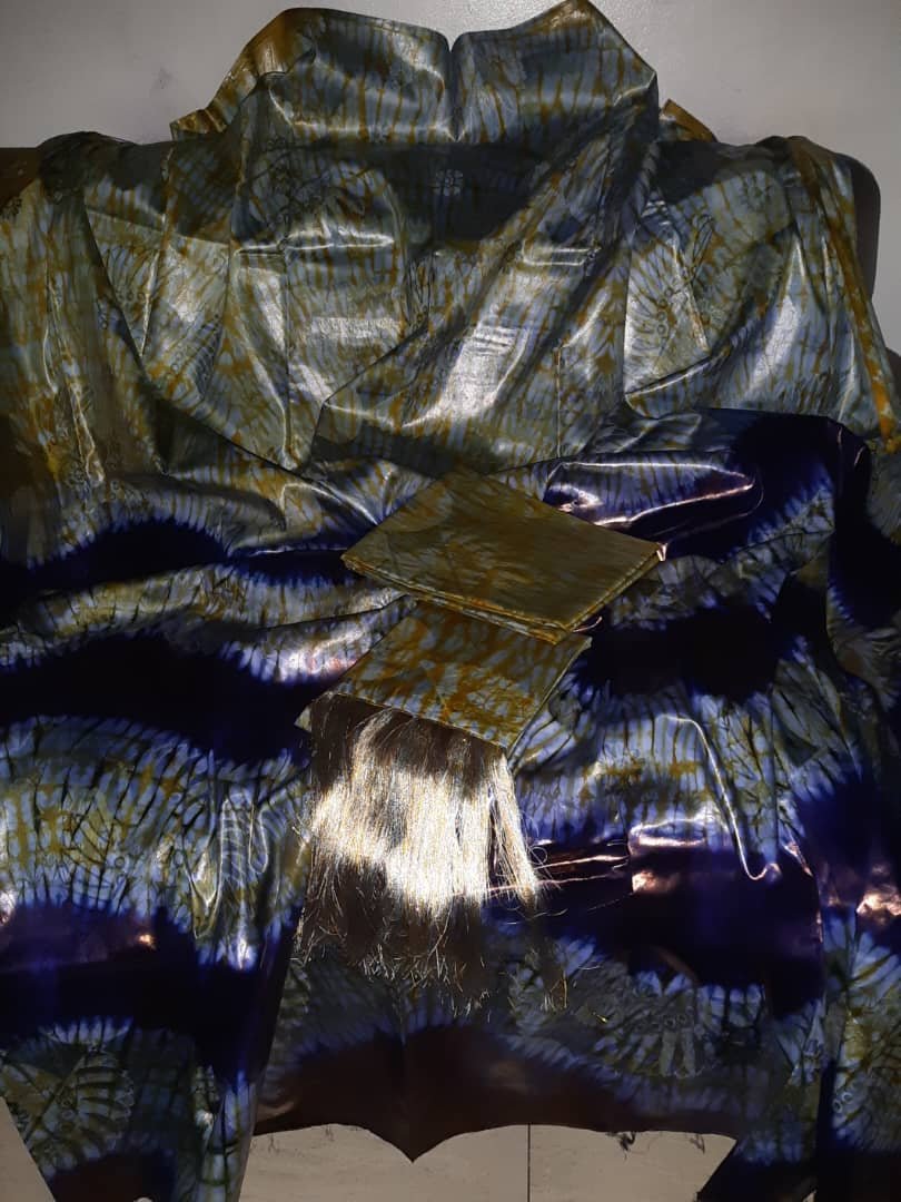 Boubou siti jaune moutarde et bleu