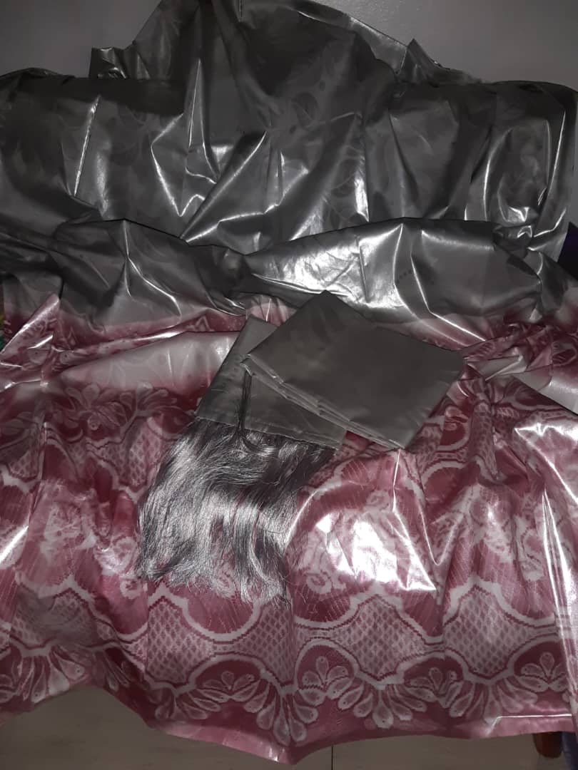 Boubou miel gris et purple bazin riche getzner