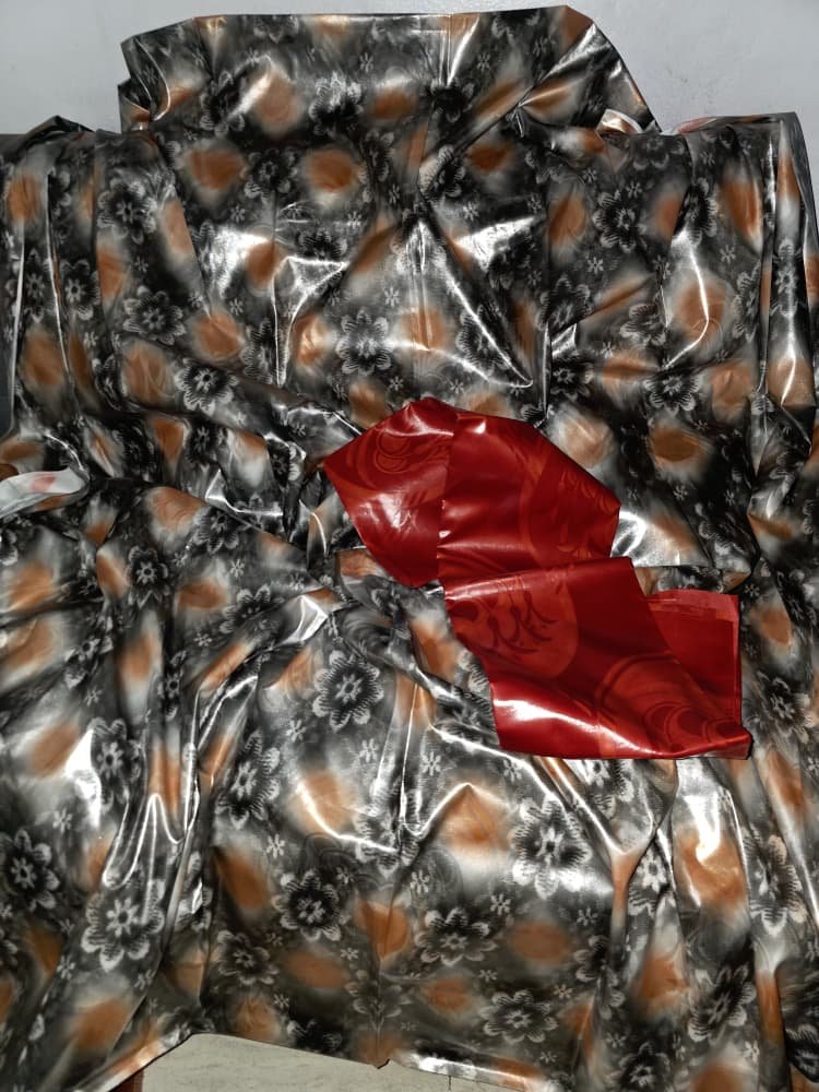 Ensemble 2 tons boubou miel pagne teinté orange