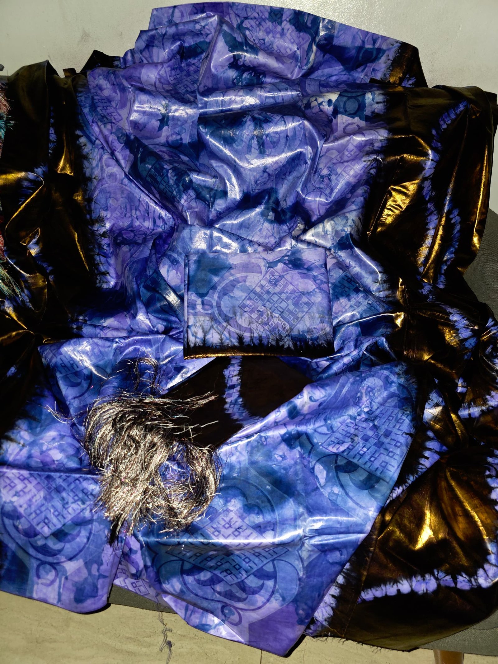 Magnifique boubou attaché bleu et polman pour Demba
