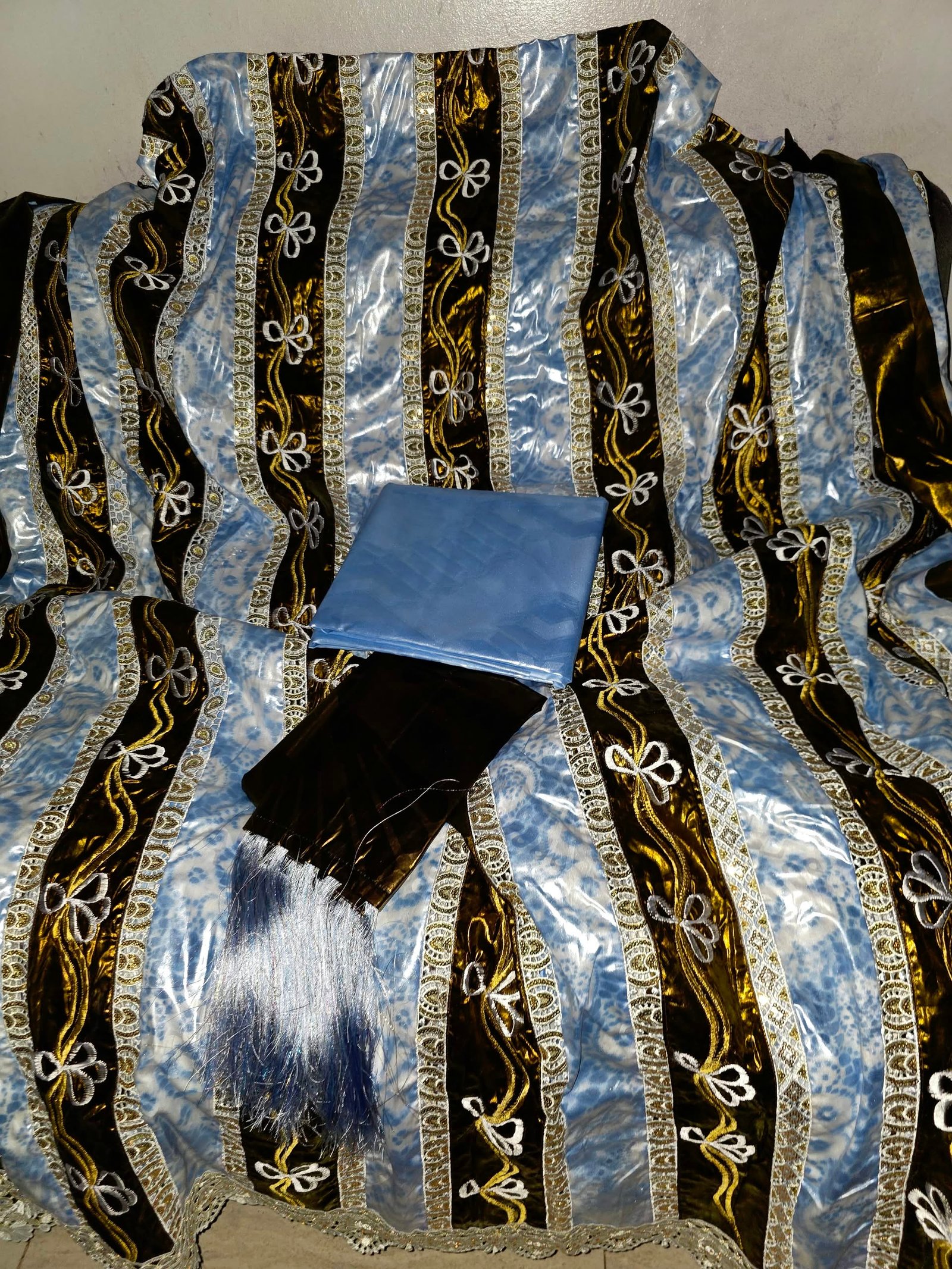 New tendance boubou de marraine farafara bleu ciel et lomassa
