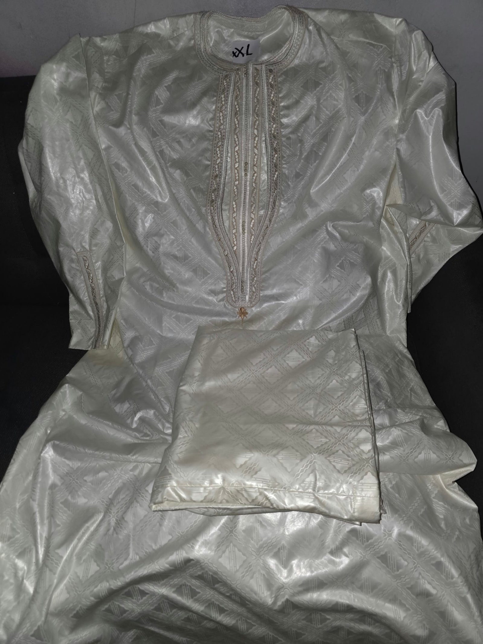 Magnifique boubou homme 2 pieces long double cou getzner magnum crème